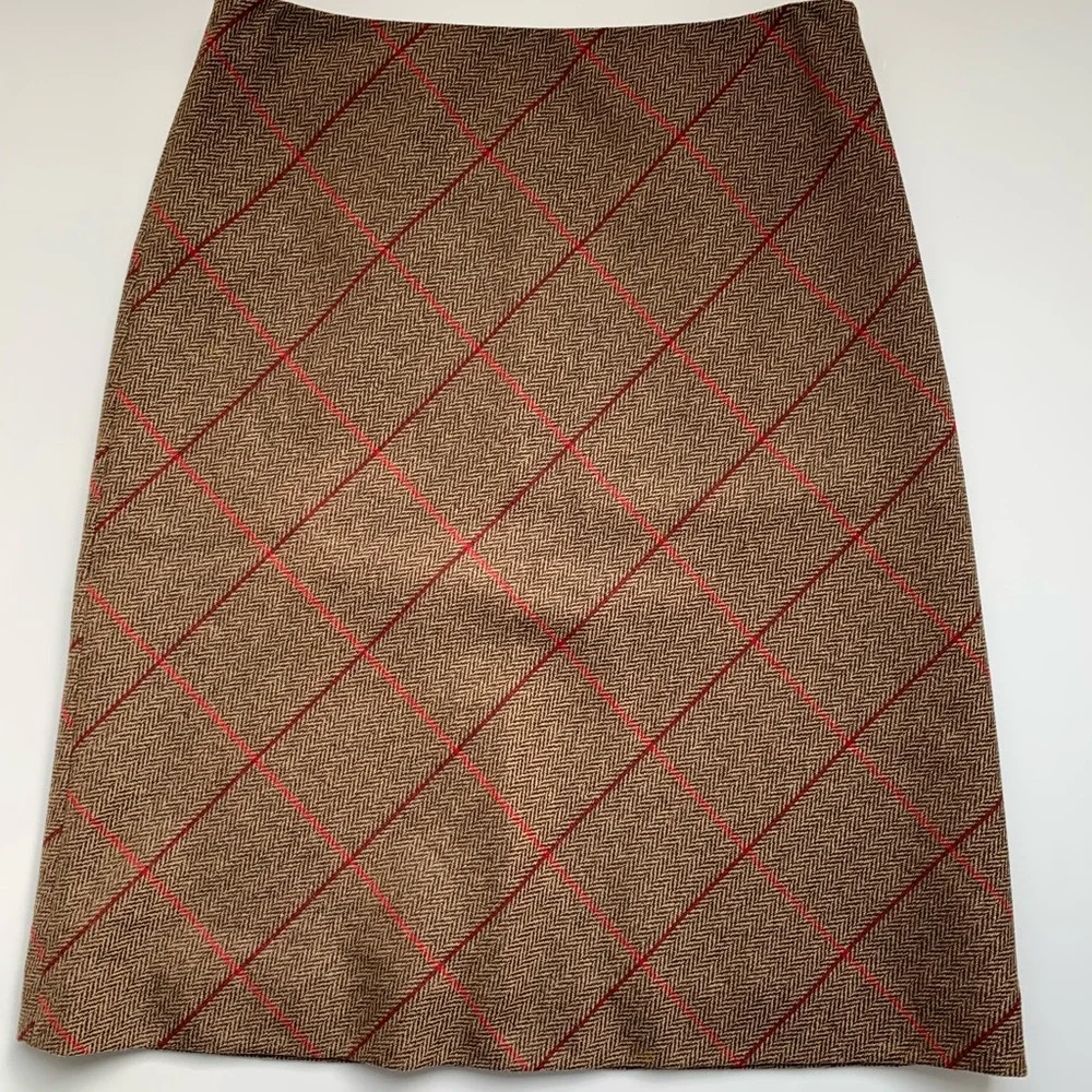 Ann Taylor Loft Wool Skirt Plaid A Line
